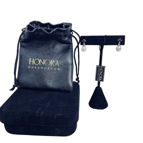 Honora Collection Jewelry - Honora Sterling Silver White Freshwater Pearls And Garnet Earrings (5981)